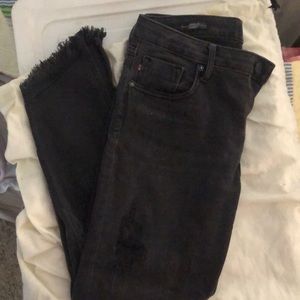 Women black, frayed jeans